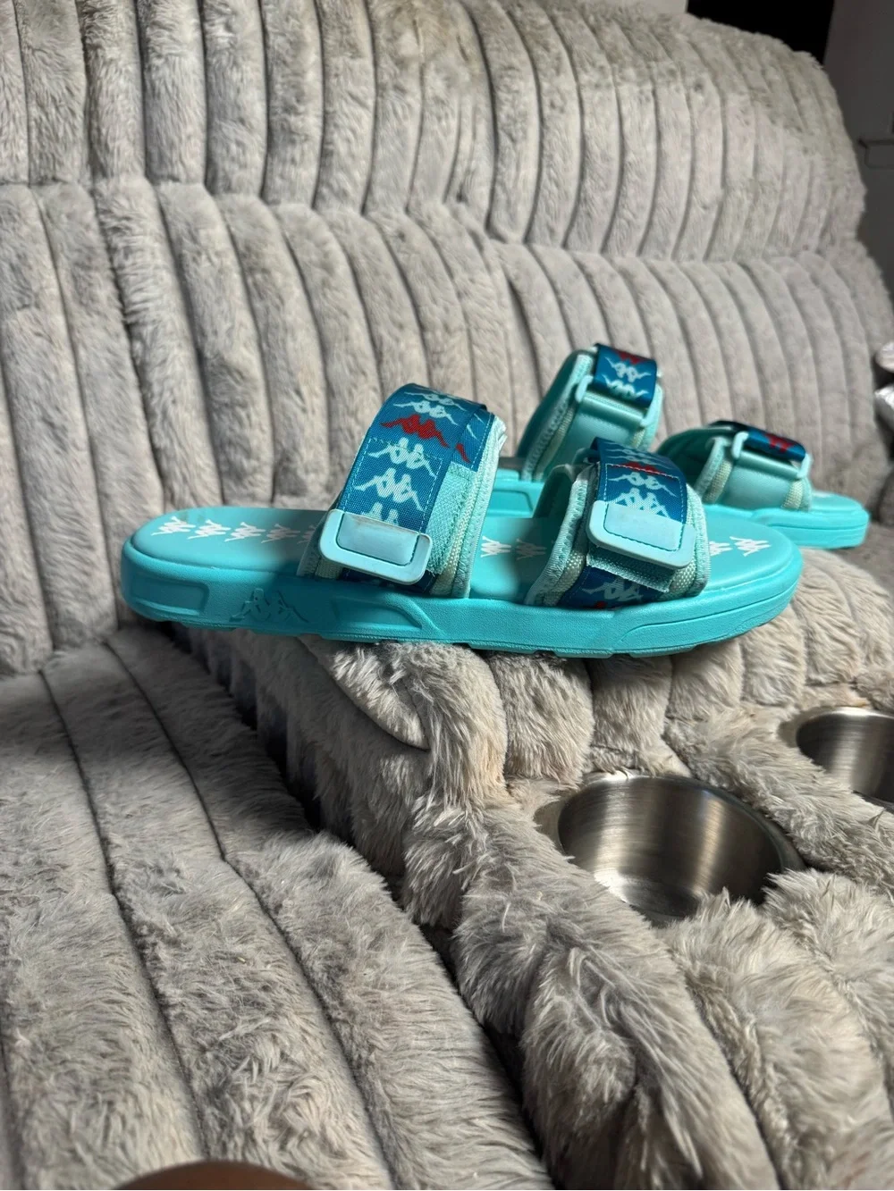 Kappa Aqua Teal Logo-Embossed Slide